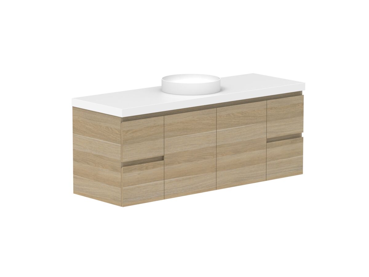Reece Posh Domaine Plus Conventional 1500mm Wall Hung Vanity Centre Basin 50mm Cherry Pie Top