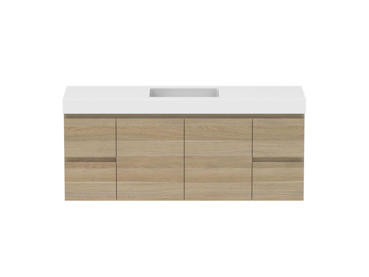 reece Posh Domaine Plus Conventional 1500mm Wall Hung Vanity Centre Basin 90mm Durasein Top