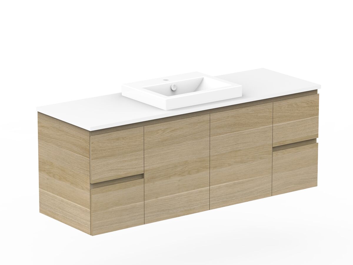 Reece Posh Domaine Plus Conventional 1500mm Wall Hung Vanity Centre Basin 20mm Cherry Pie Top