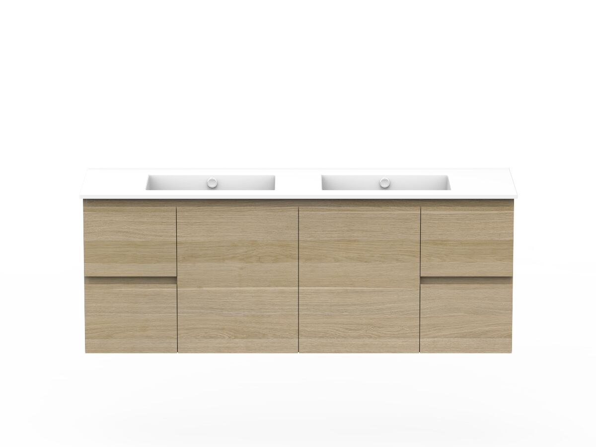 reece Posh Domaine Plus Conventional 1500mm Wall Hung Vanity Double Basin Ceramic Top