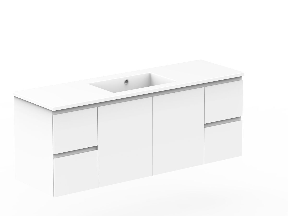 Reece Posh Domaine Plus Conventional 1500mm Wall Hung Vanity Centre Basin Cast Marble Top