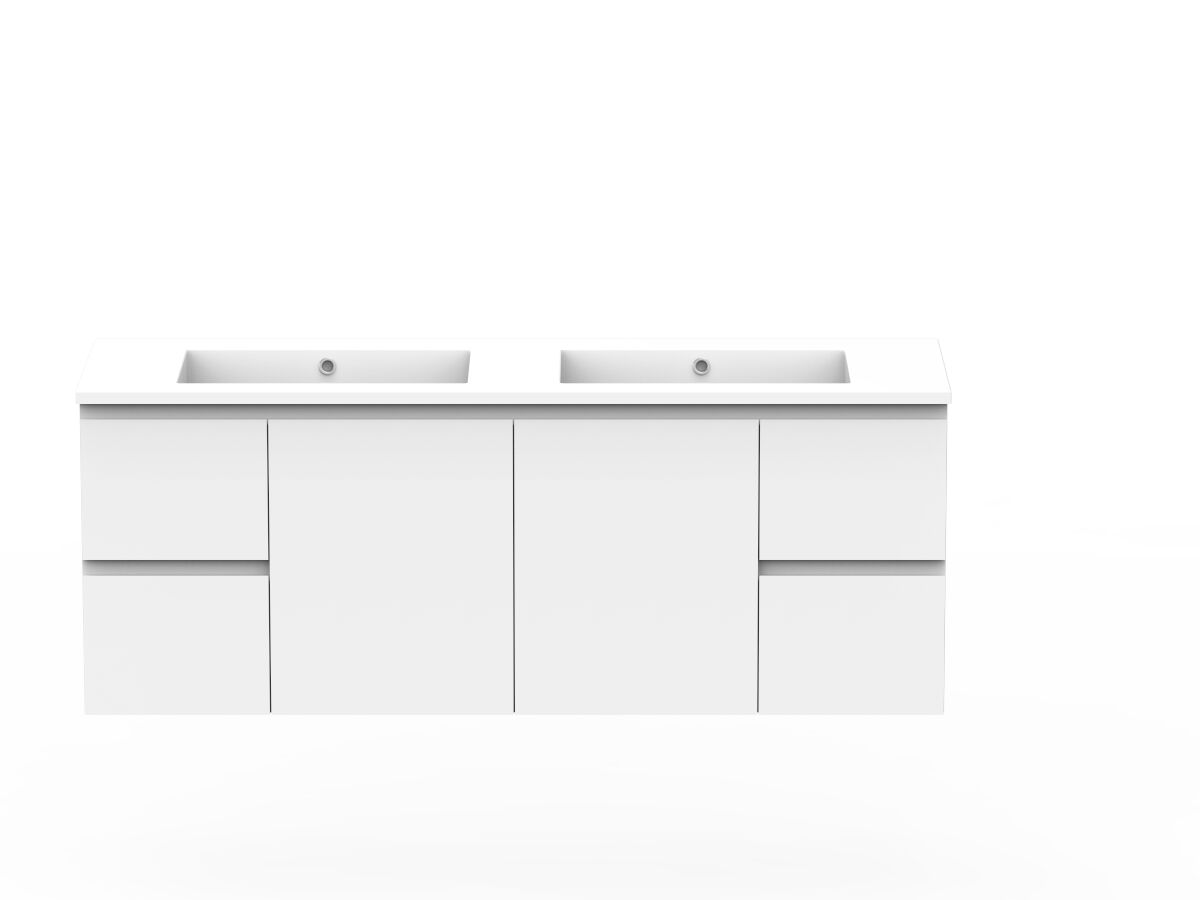 reece Posh Domaine Plus Conventional 1500mm Wall Hung Vanity Double Basin Cast Marble Top