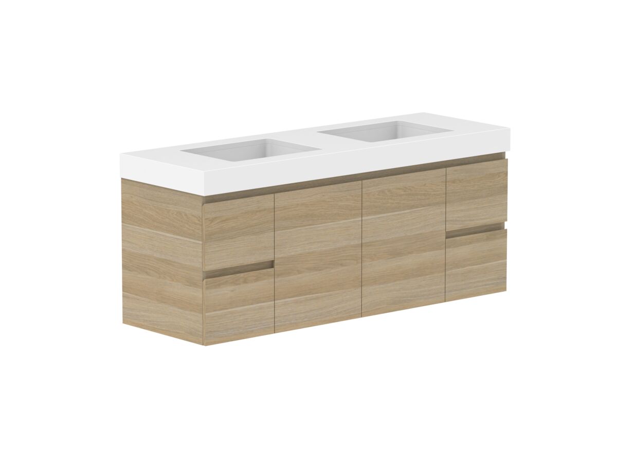 Reece Posh Domaine Plus Conventional 1500mm Wall Hung Vanity Double Basin 90mm Durasein Top
