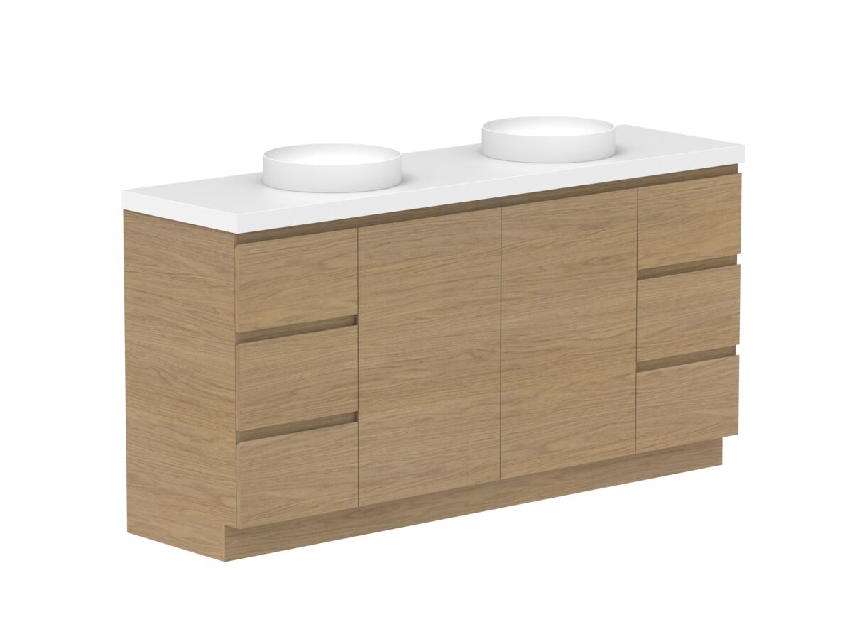 Reece Posh Domaine Plus Conventional 1800mm Floor Mounted Vanity Double Basin 50mm Cherry Pie Top
