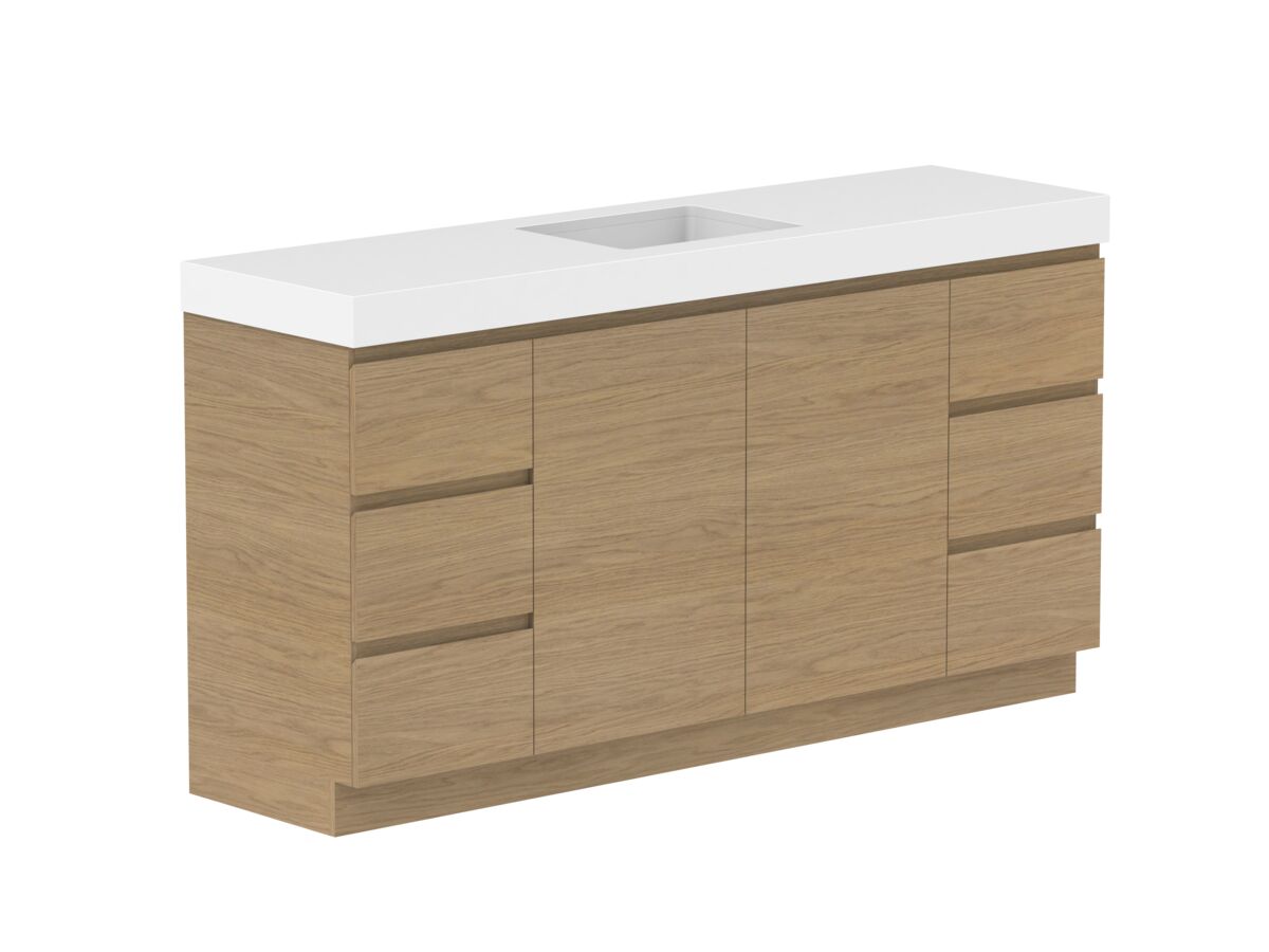 Reece Posh Domaine Plus Conventional 1800mm Floor Mounted Vanity Centre Basin 90mm Cherry Pie Top