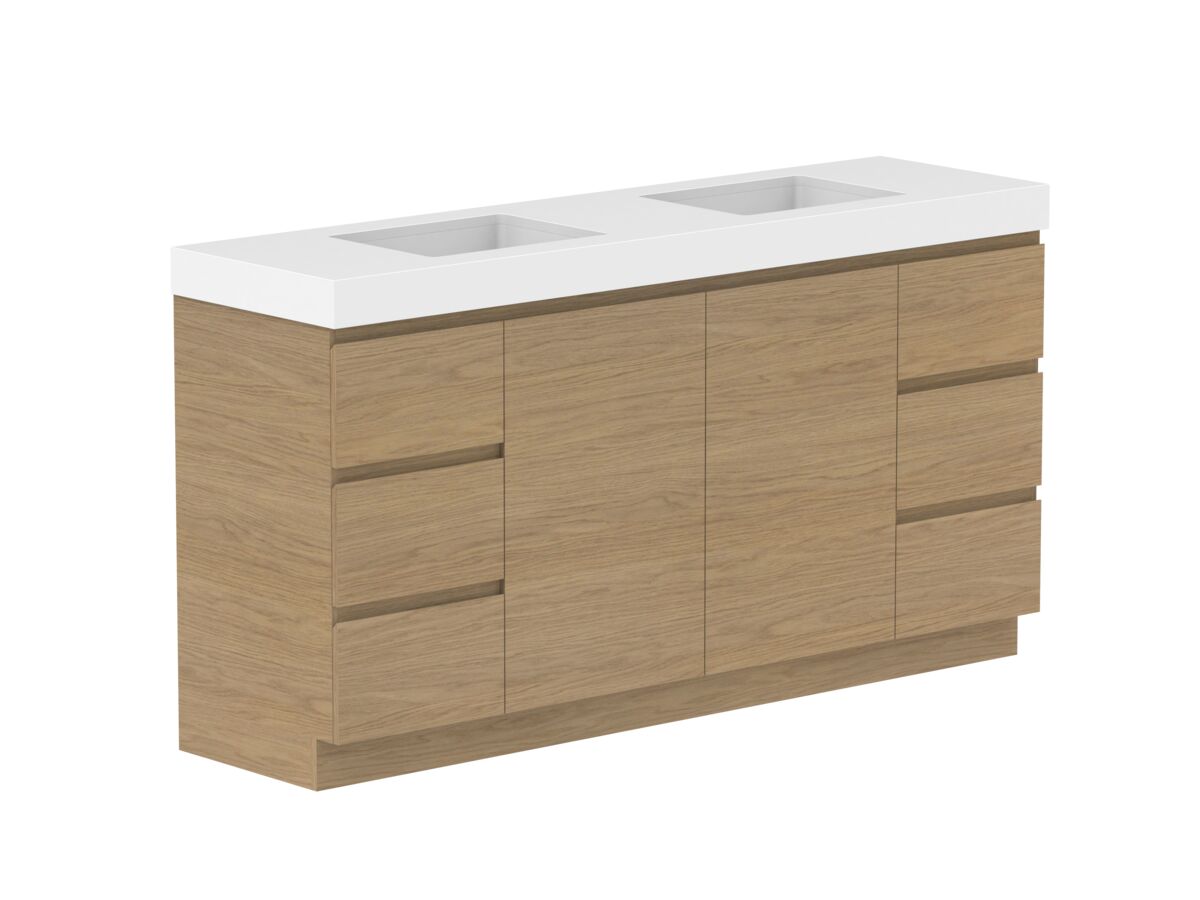 Reece Posh Domaine Plus Conventional 1800mm Floor Mounted Vanity Double Basin 90mm Cherry Pie Top