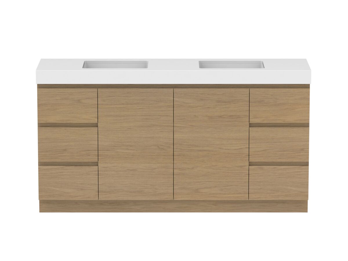 reece Posh Domaine Plus Conventional 1800mm Floor Mounted Vanity Double Basin 90mm Cherry Pie Top