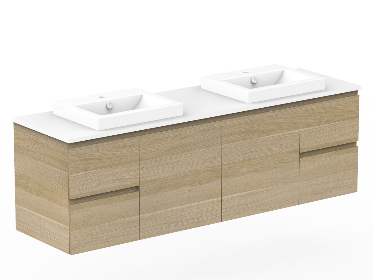 Reece Posh Domaine Plus Conventional 1800mm Wall Hung Vanity Double Basin 20mm Cherry Pie Top