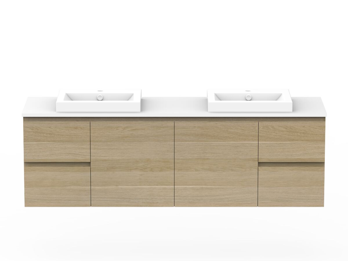 reece Posh Domaine Plus Conventional 1800mm Wall Hung Vanity Double Basin 20mm Cherry Pie Top