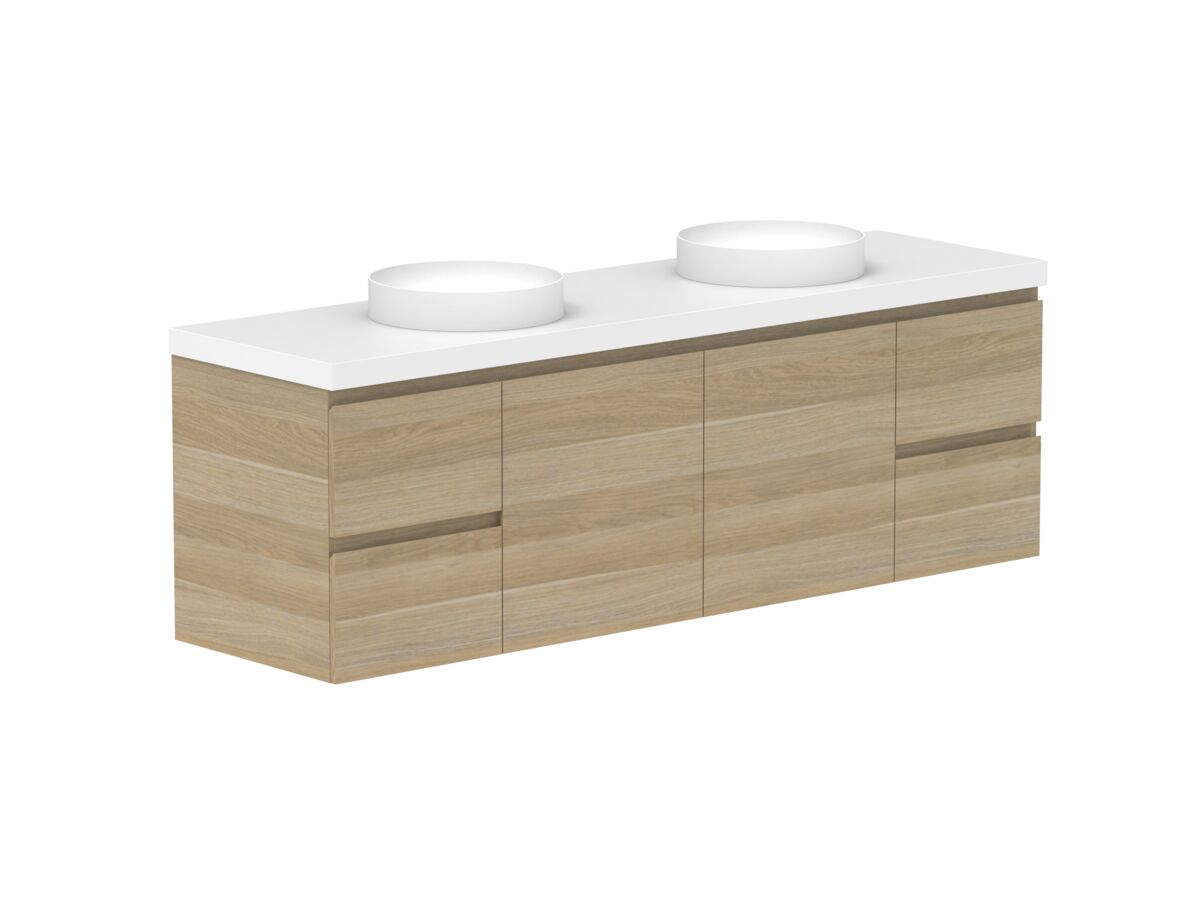 Reece Posh Domaine Plus Conventional 1800mm Wall Hung Vanity Double Basin 50mm Durasein Top