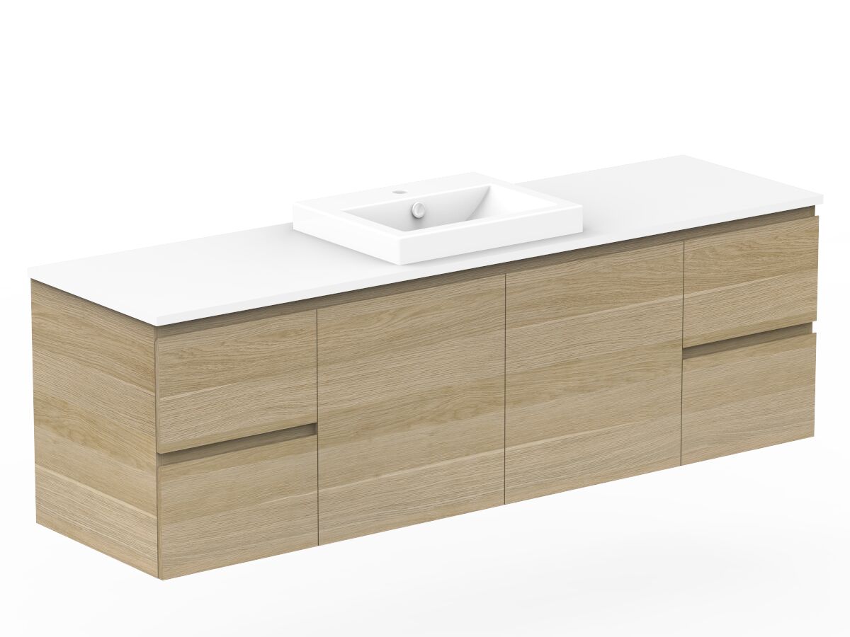 Reece Posh Domaine Plus Conventional 1800mm Wall Hung Vanity Centre Basin 20mm Cherry Pie Top