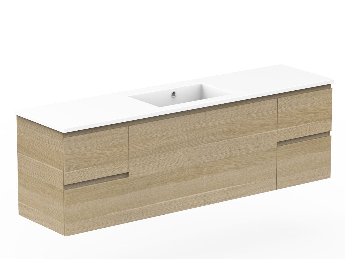 Reece Posh Domaine Plus Conventional 1800mm Wall Hung Vanity Centre Basin Cast Marble Top