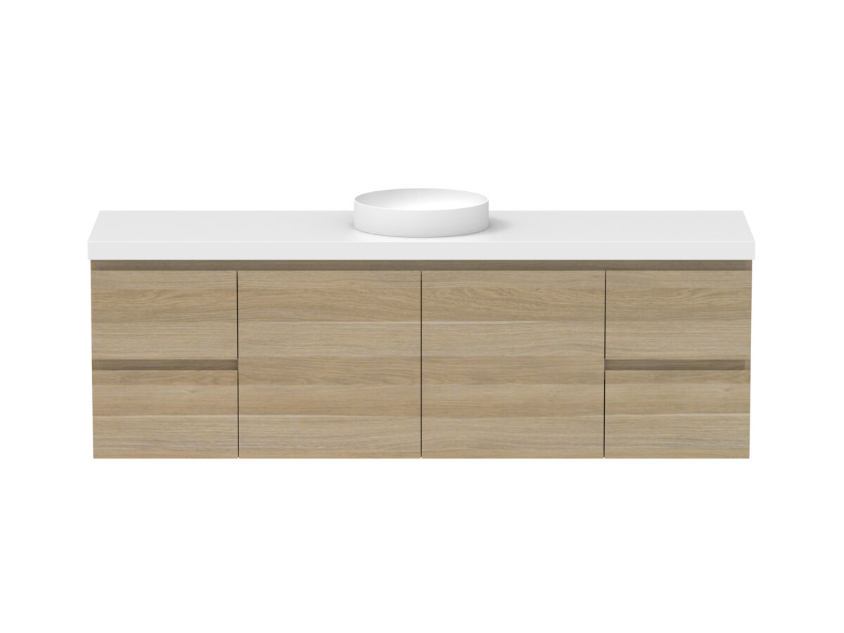 reece Posh Domaine Plus Conventional 1800mm Wall Hung Vanity Centre Basin 50mm Cherry Pie Top
