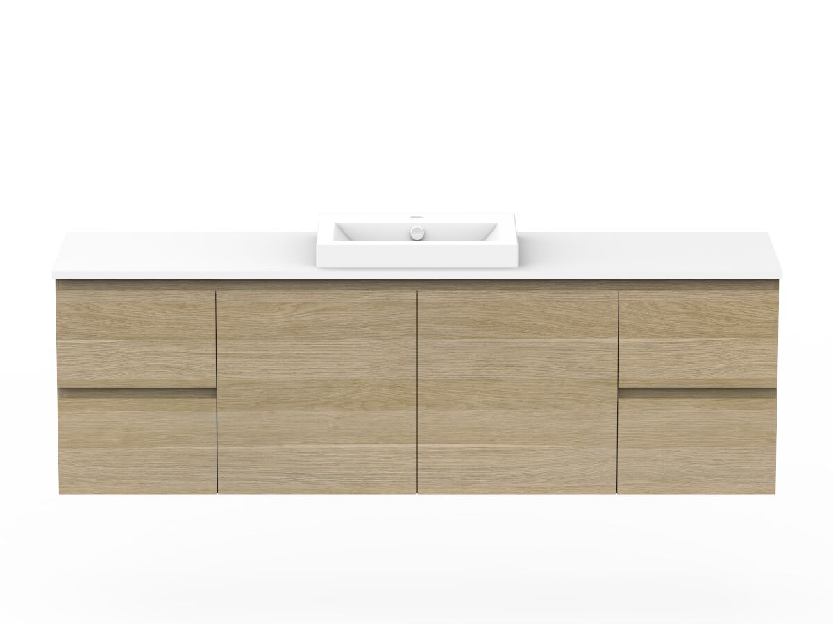 reece Posh Domaine Plus Conventional 1800mm Wall Hung Vanity Centre Basin 20mm Cherry Pie Top