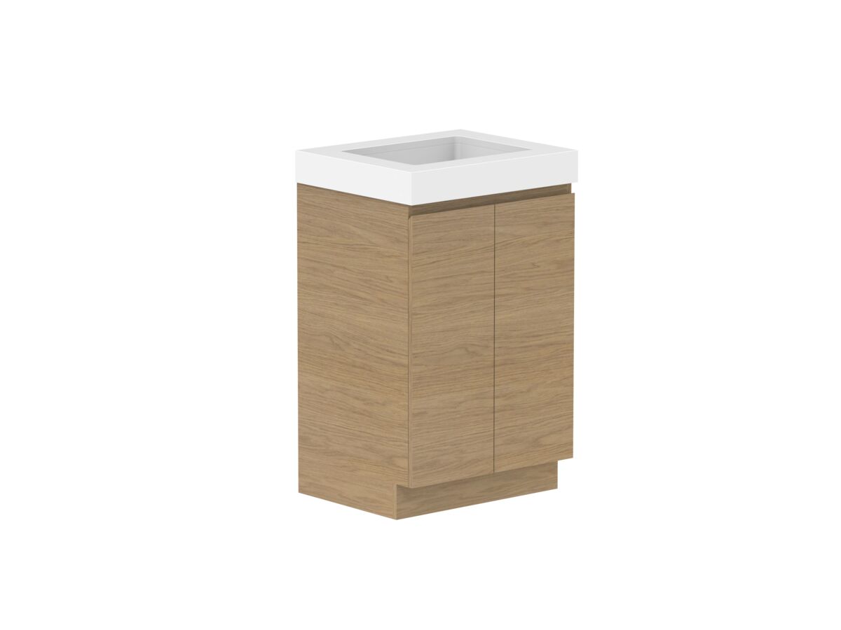 Reece Posh Domaine Plus Conventional 600mm Floor Mounted Vanity Centre Basin 90mm Caesarstone Mineral Top