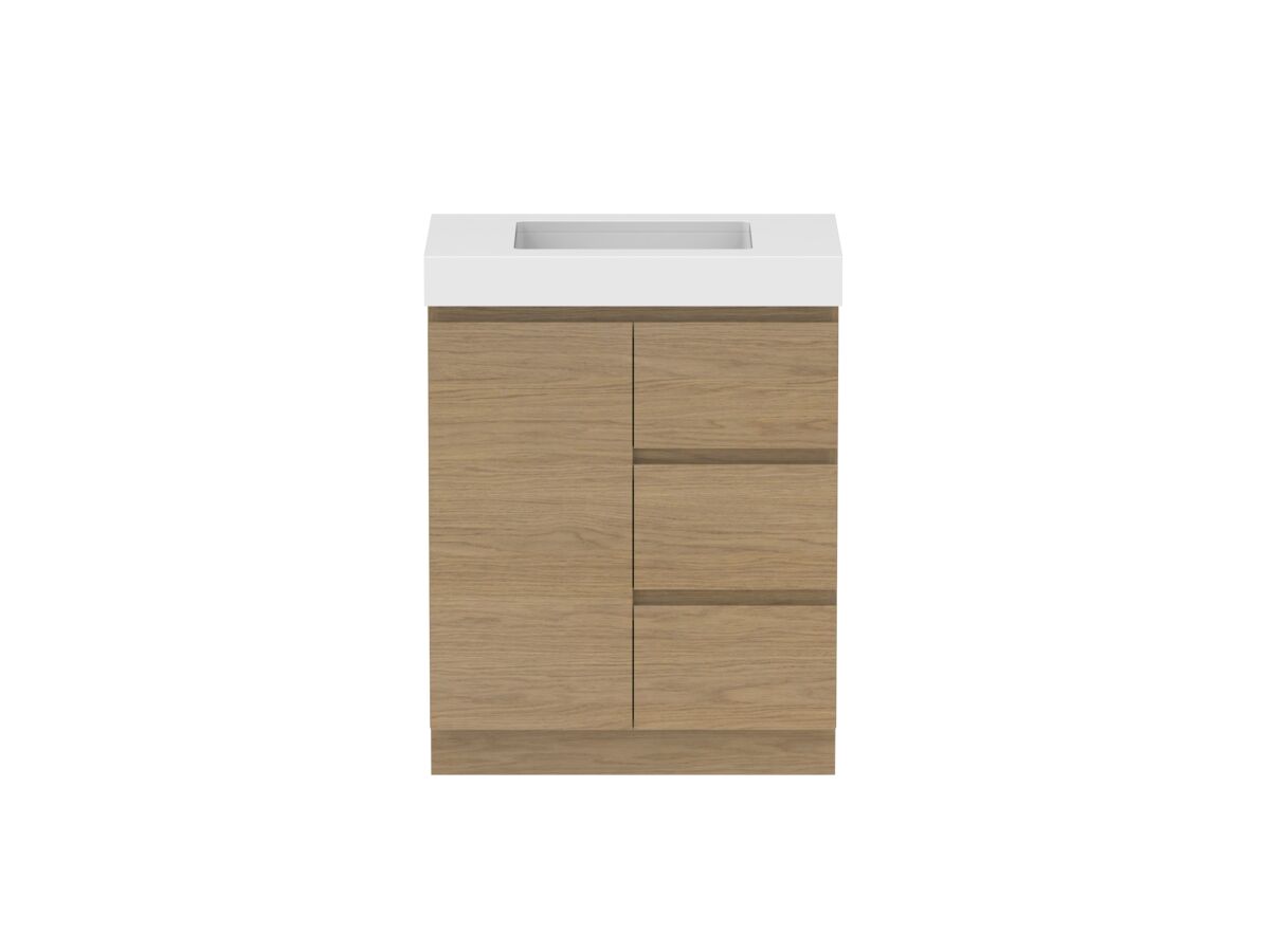 reece Posh Domaine Plus Conventional 750mm Floor Mounted Vanity Centre Basin 90mm Caesarstone Mineral Top