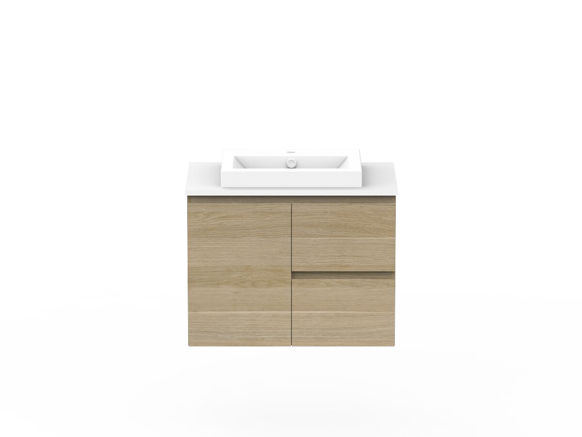reece Posh Domaine Plus Conventional 750mm Wall Hung Vanity Centre Basin 20mm Cherry Pie Top