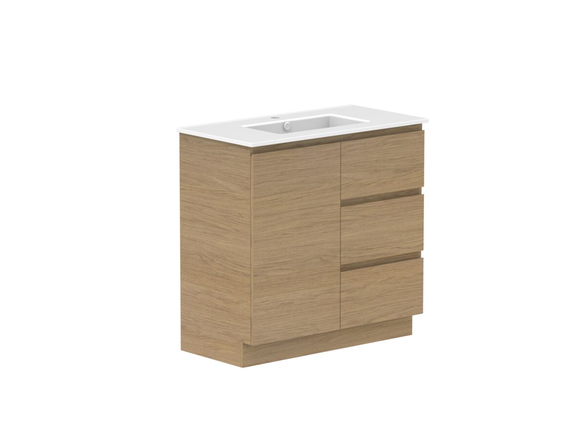 Reece Posh Domaine Plus Conventional 900mm Floor Mounted Vanity Centre Basin Matte White Ceramic Top