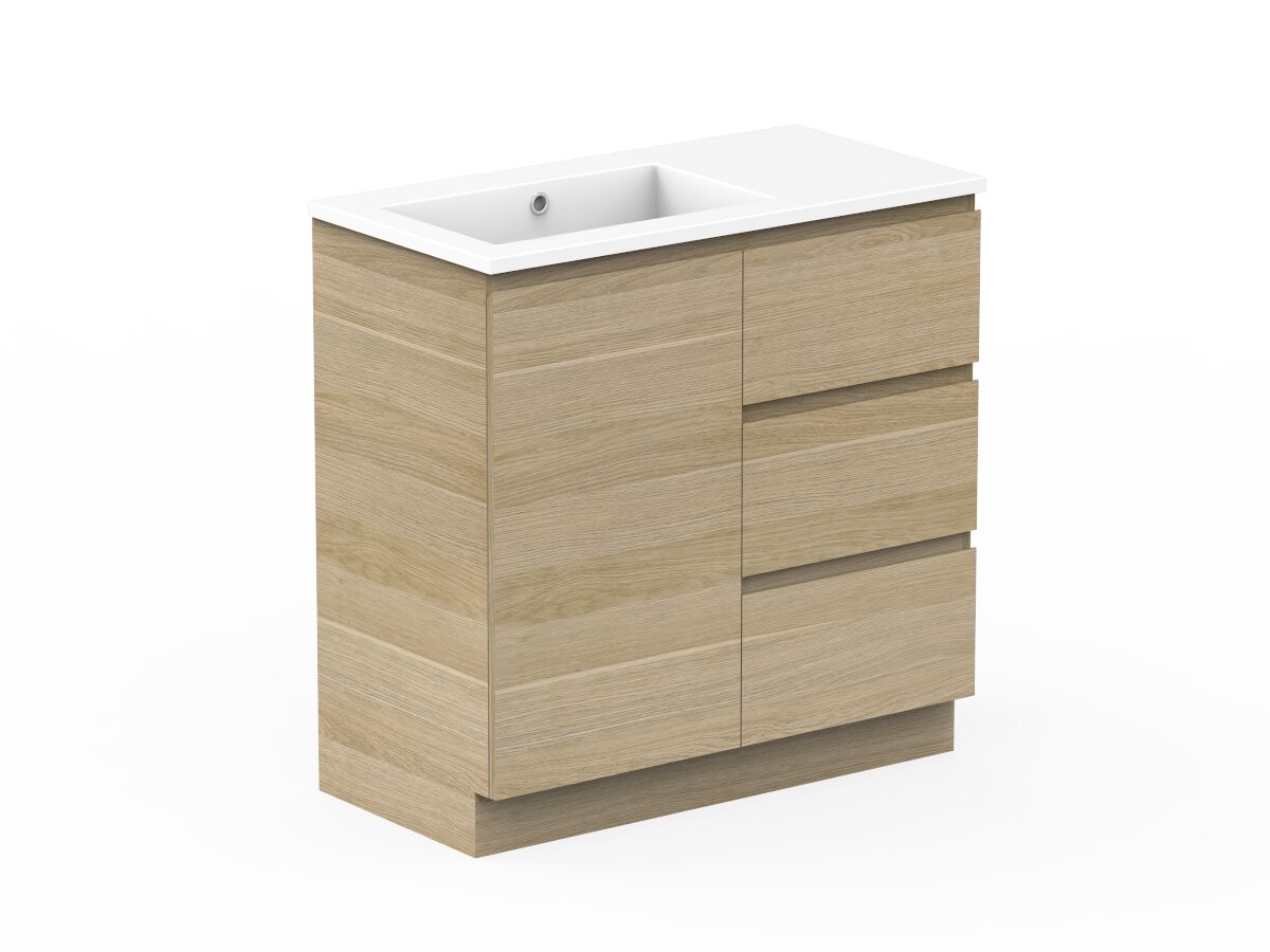 Reece Posh Domaine Plus Conventional 900mm Floor Mounted Vanity Left Hand Basin Cast Marble Top