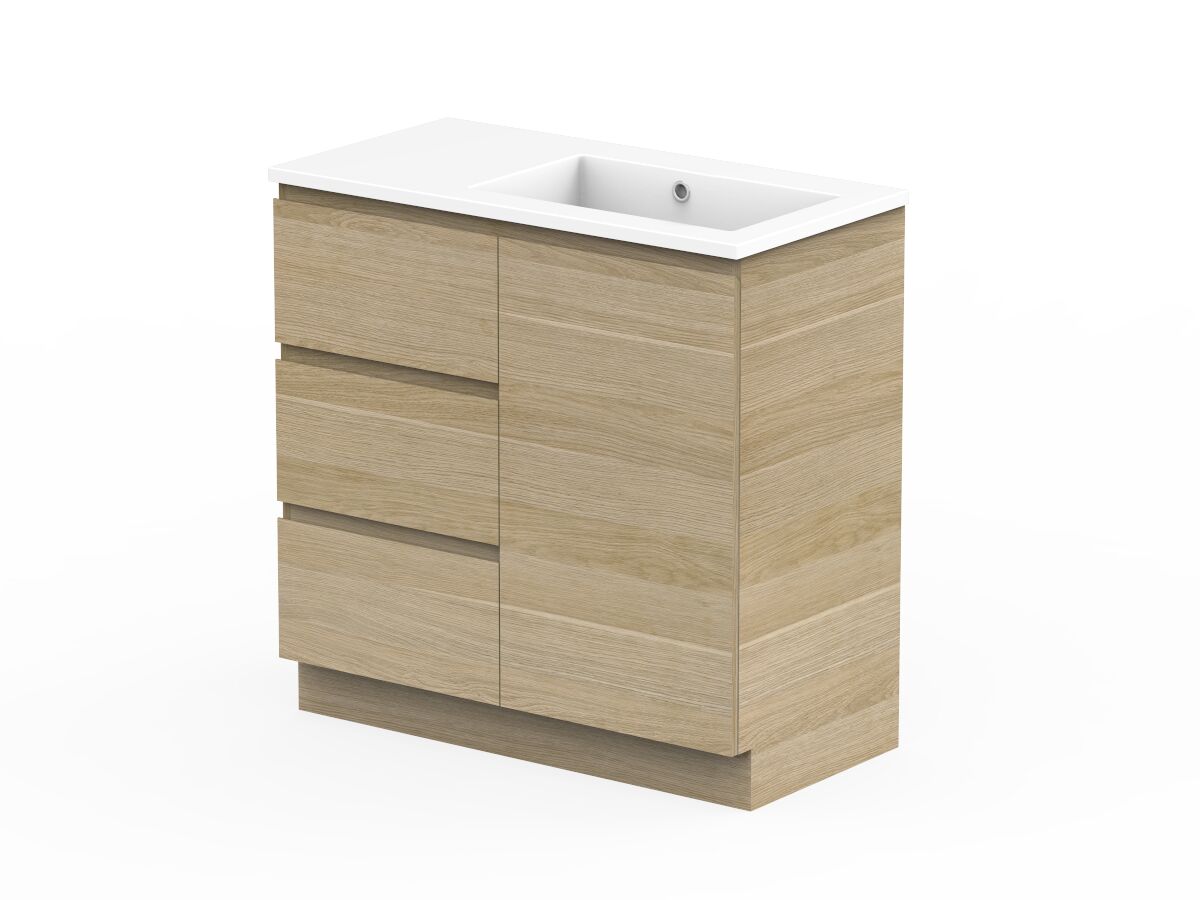 Reece Posh Domaine Plus Conventional 900mm Floor Mounted Vanity Right Hand Basin Cast Marble Top