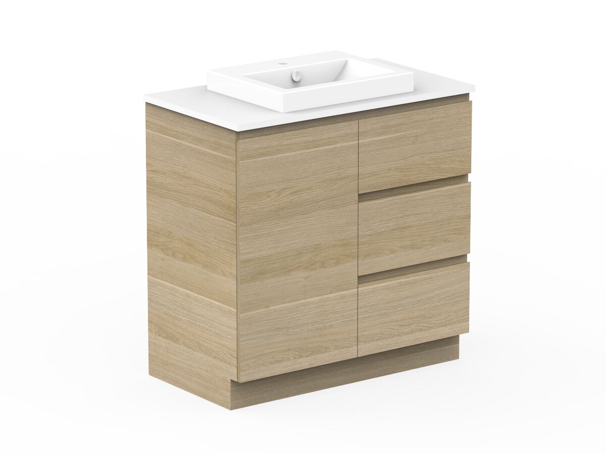 Reece Posh Domaine Plus Conventional 900mm Floor Mounted Vanity Centre Basin 20mm Cherry Pie Top