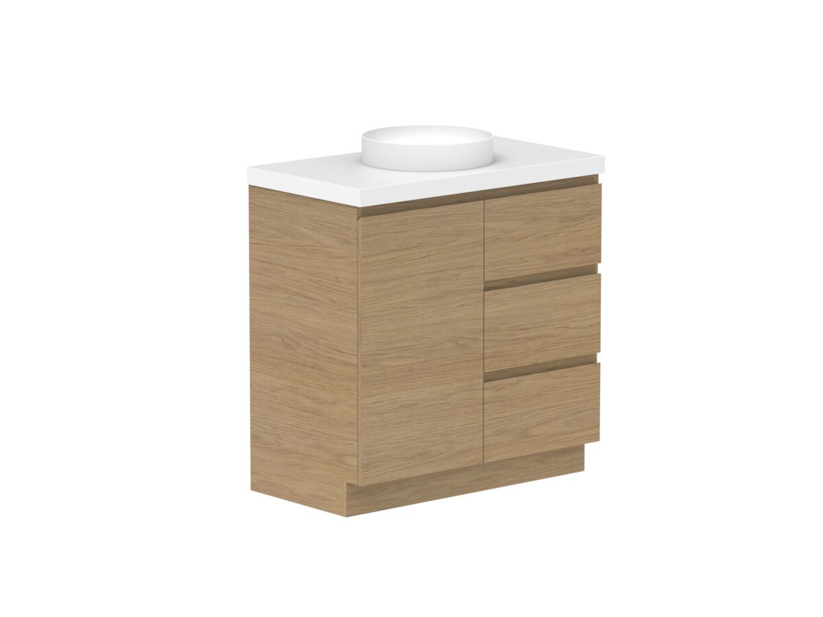 Reece Posh Domaine Plus Conventional 900mm Floor Mounted Vanity Centre Basin 50mm Cherry Pie Top