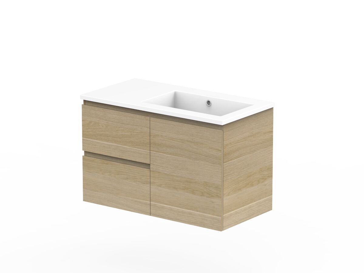 Reece Posh Domaine Plus Conventional 900mm Wall Hung Vanity Right Hand Basin Cast Marble Top