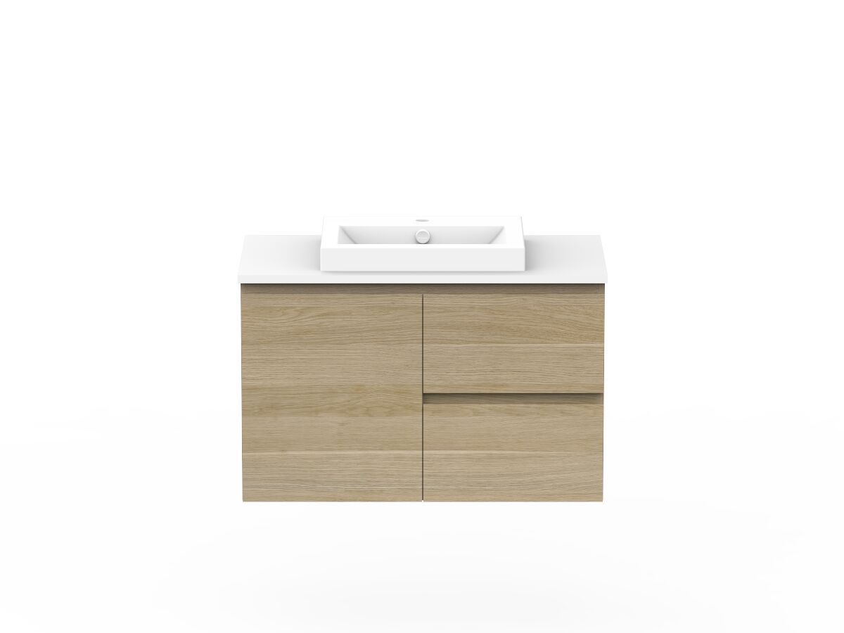 reece Posh Domaine Plus Conventional 900mm Wall Hung Vanity Centre Basin 20mm Cherry Pie Top