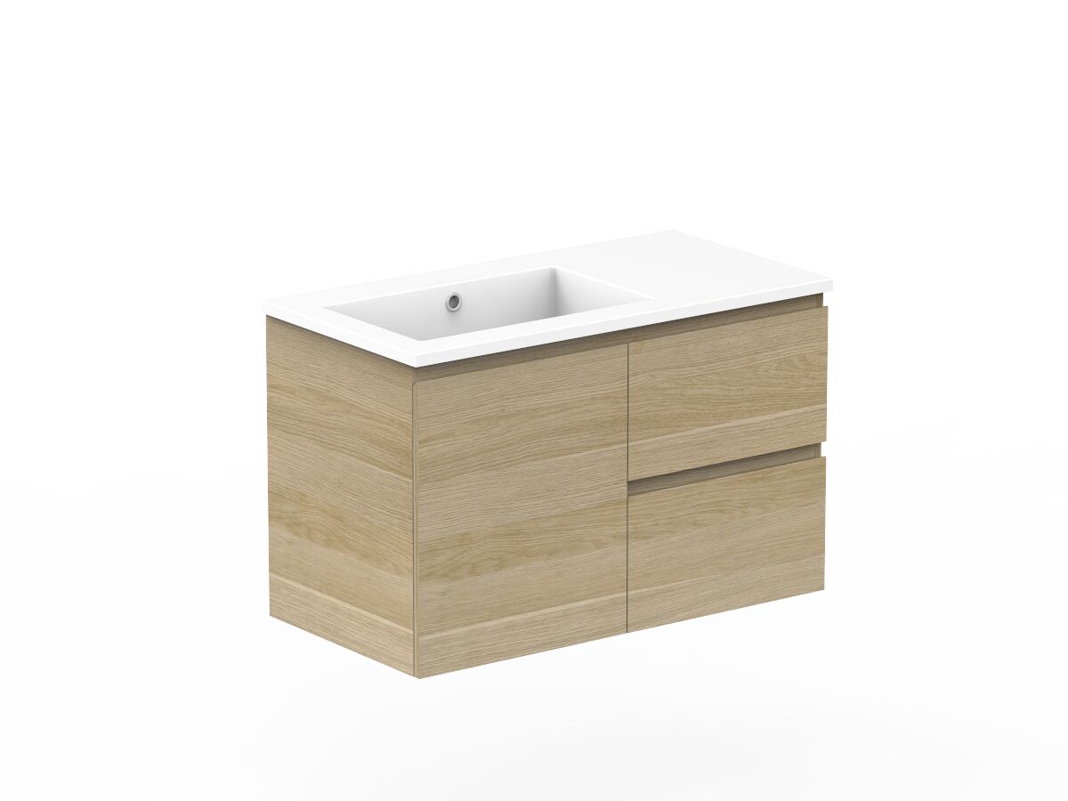 Reece Posh Domaine Plus Conventional 900mm Wall Hung Vanity Left Hand Basin Cast Marble Top