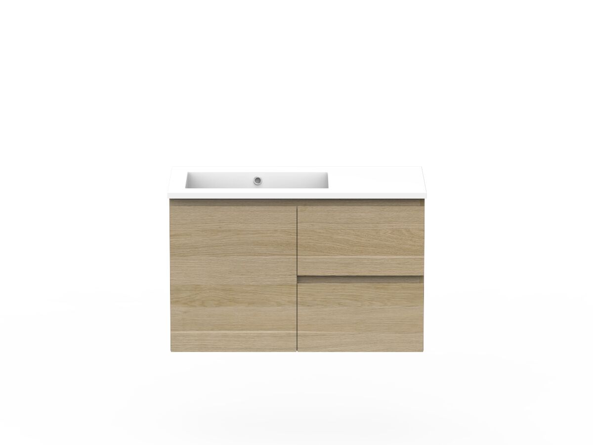 reece Posh Domaine Plus Conventional 900mm Wall Hung Vanity Left Hand Basin Cast Marble Top