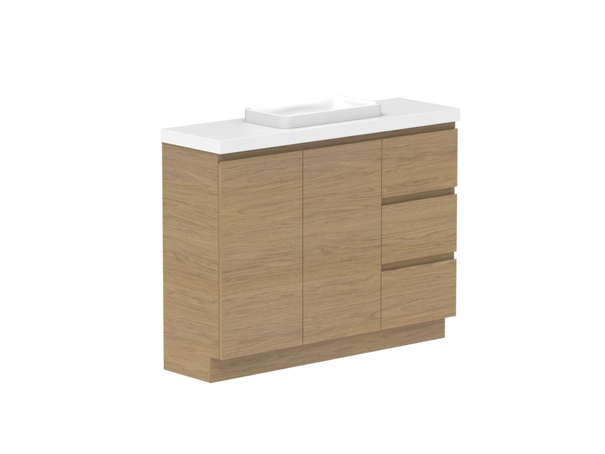 Reece Posh Domaine Plus Ensuite 1200mm Floor Mounted Vanity Centre Basin 50mm Cherry Pie Top