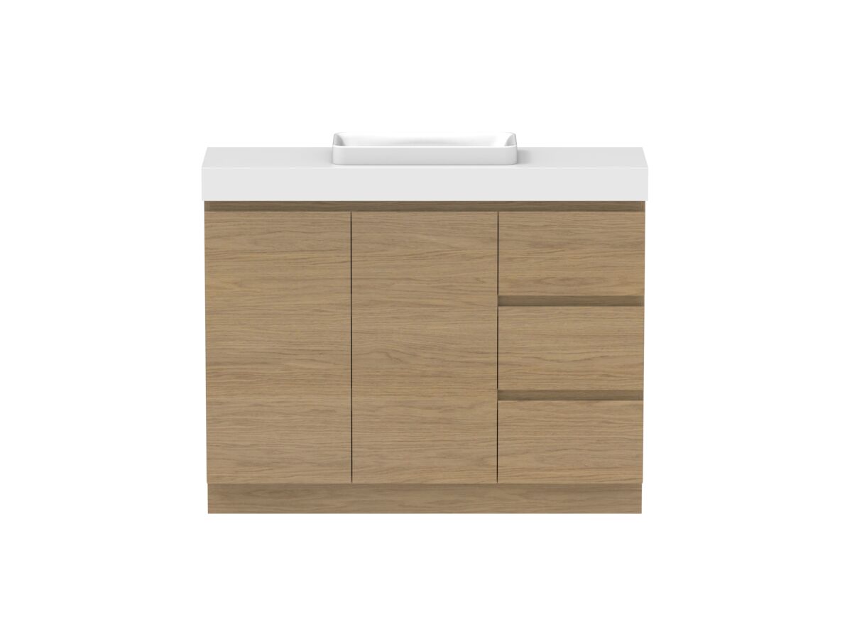 reece Posh Domaine Plus Ensuite 1200mm Floor Mounted Vanity Centre Basin 90mm Caesarstone Mineral Top