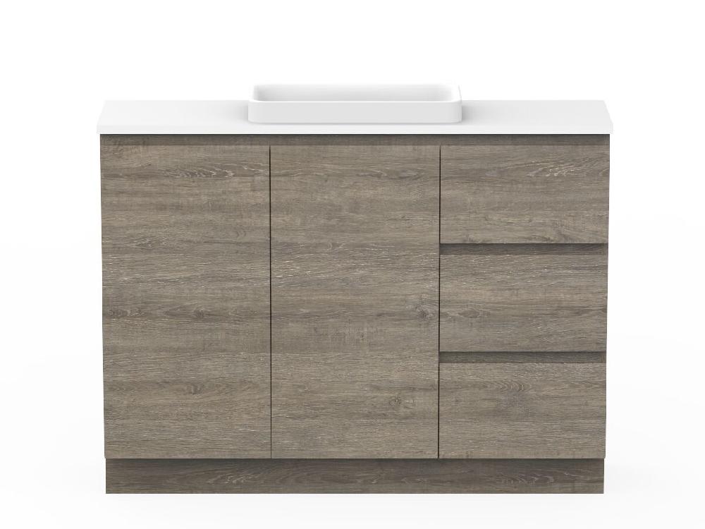 reece Posh Domaine Plus Ensuite 1200mm Floor Mounted Vanity Centre Basin 20mm Cherry Pie Top