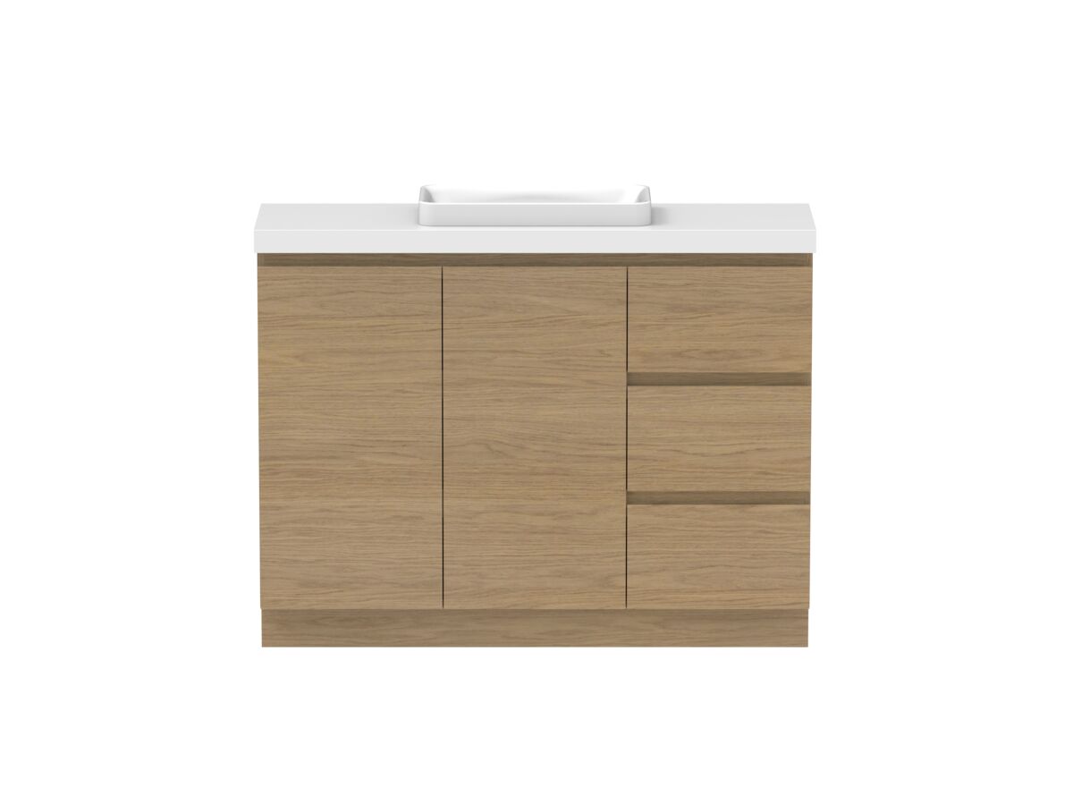 reece Posh Domaine Plus Ensuite 1200mm Floor Mounted Vanity Centre Basin 50mm Caesarstone Mineral Top
