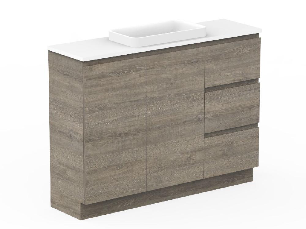 Reece Posh Domaine Plus Ensuite 1200mm Floor Mounted Vanity Centre Basin 20mm Cherry Pie Top