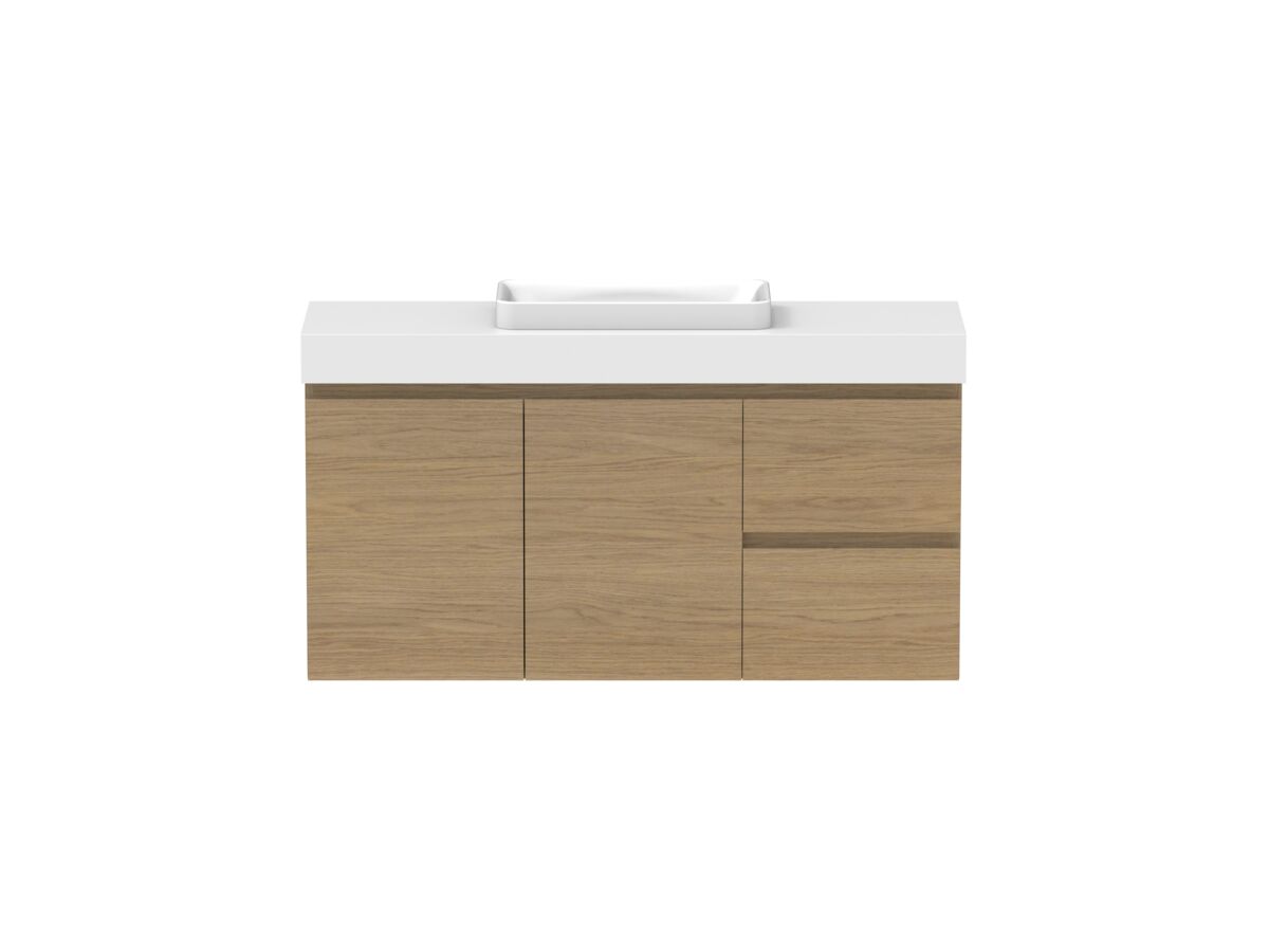 reece Posh Domaine Plus Ensuite 1200mm Wall Hung Vanity Centre Basin 90mm Cherry Pie Top