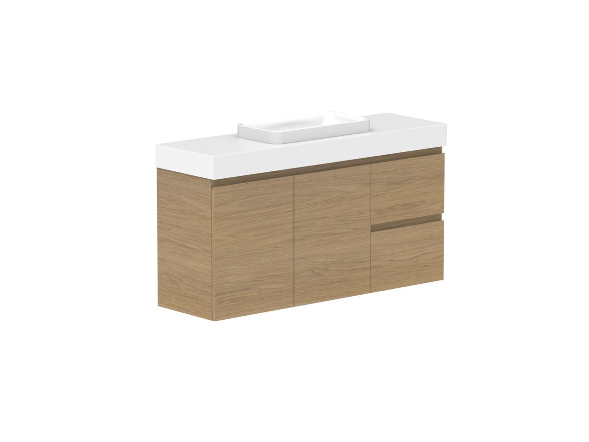 Reece Posh Domaine Plus Ensuite 1200mm Wall Hung Vanity Centre Basin 90mm Durasein Top