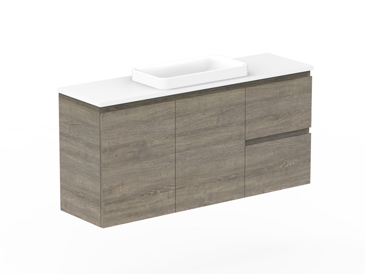 Reece Posh Domaine Plus Ensuite 1200mm Wall Hung Vanity Centre Basin 20mm Cherry Pie Top