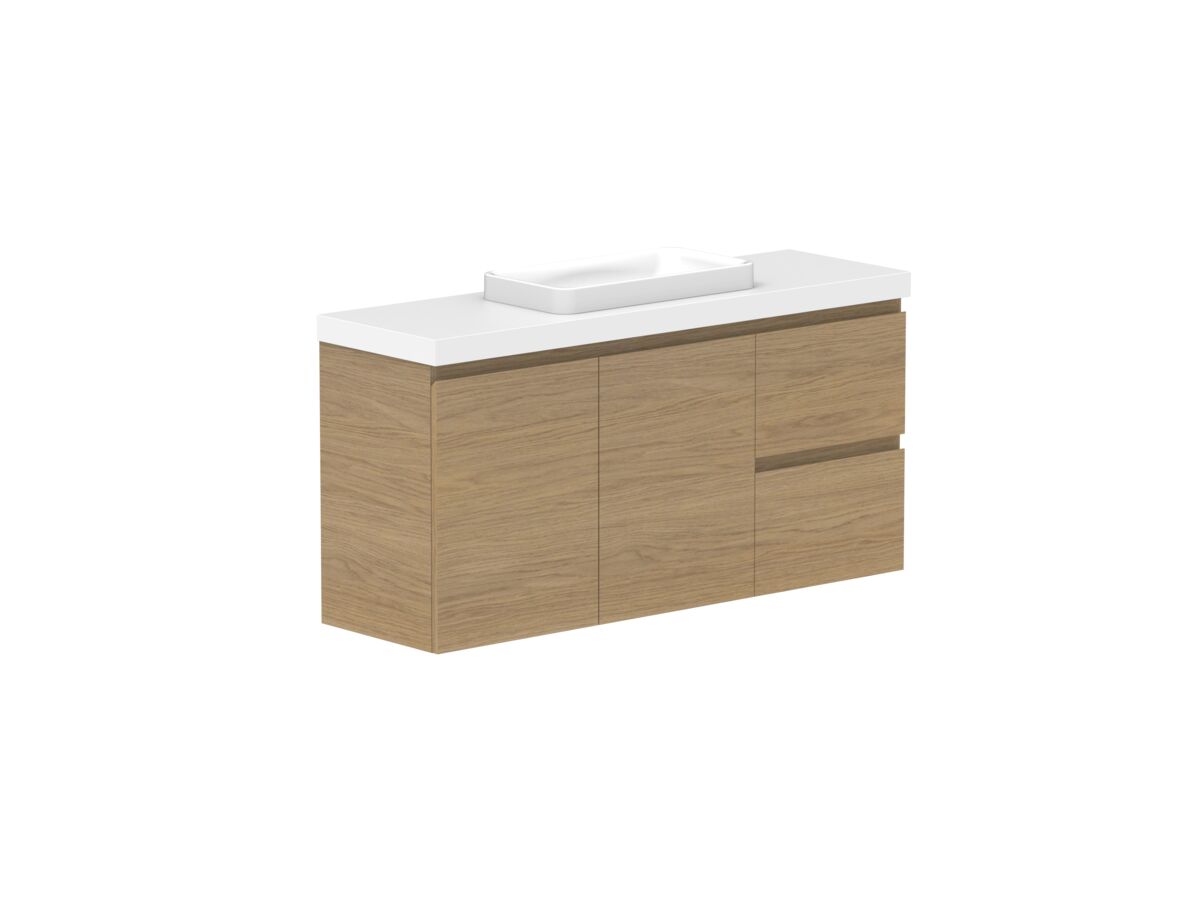 Reece Posh Domaine Plus Ensuite 1200mm Wall Hung Vanity Centre Basin 50mm Durasein Top