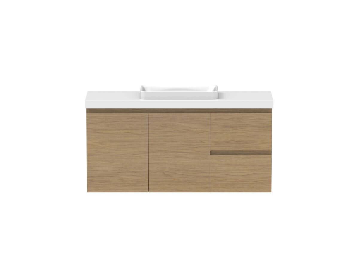 reece Posh Domaine Plus Ensuite 1200mm Wall Hung Vanity Centre Basin 50mm Durasein Top