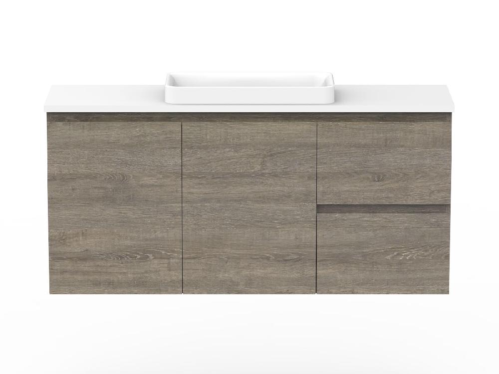 reece Posh Domaine Plus Ensuite 1200mm Wall Hung Vanity Centre Basin 20mm Cherry Pie Top