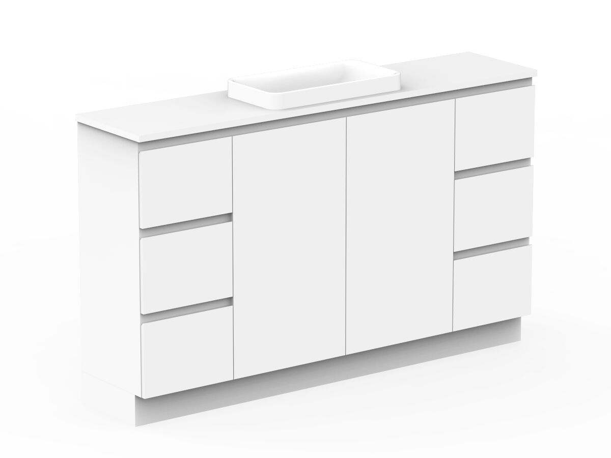 Reece Posh Domaine Plus Ensuite 1500mm Floor Mounted Vanity Centre Basin 20mm Cherry Pie Top