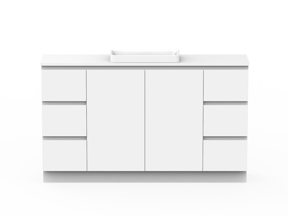 reece Posh Domaine Plus Ensuite 1500mm Floor Mounted Vanity Centre Basin 20mm Cherry Pie Top