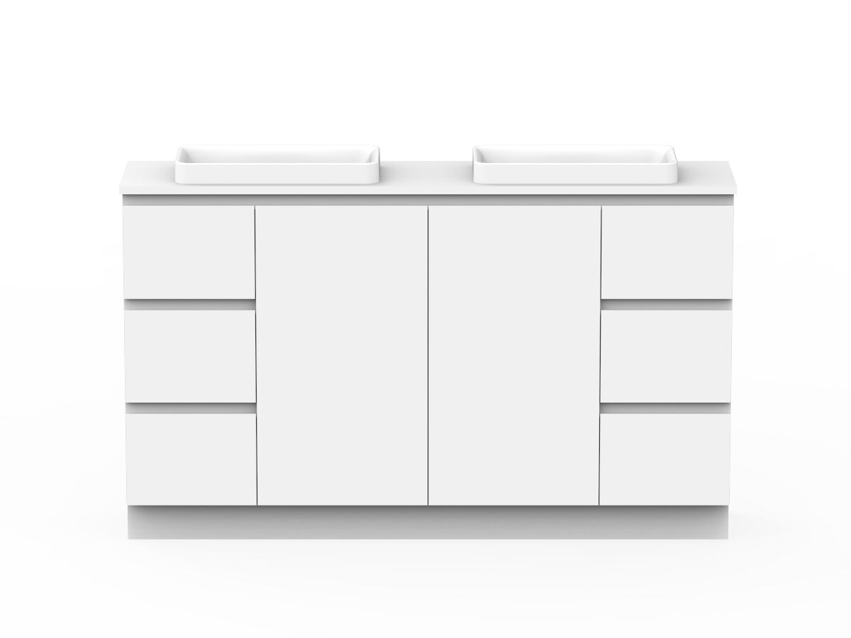 reece Posh Domaine Plus Ensuite 1500mm Floor Mounted Vanity Double Basin 20mm Cherry Pie Top