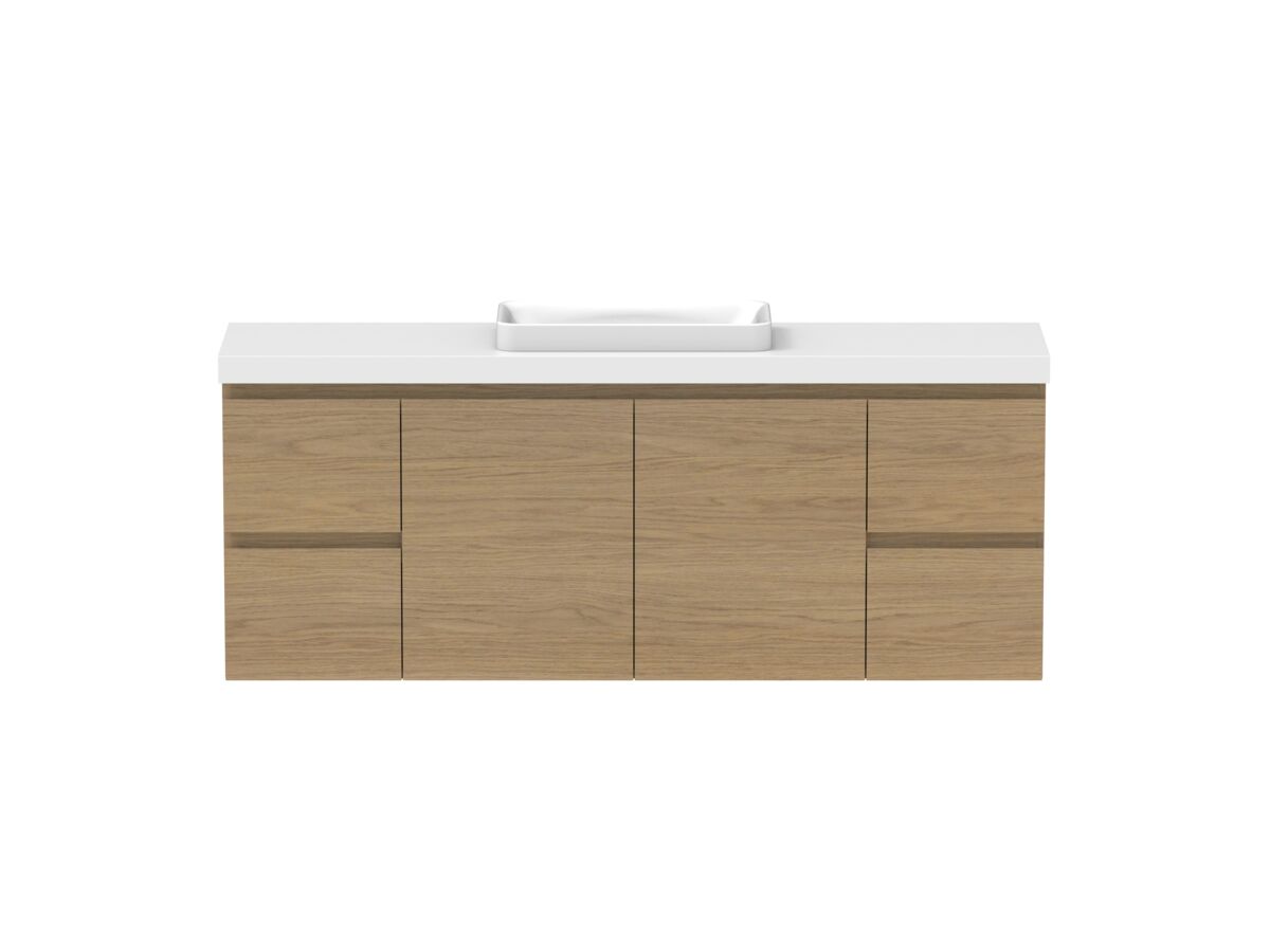 reece Posh Domaine Plus Ensuite 1500mm Wall Hung Vanity Centre Basin 50mm Cherry Pie Top