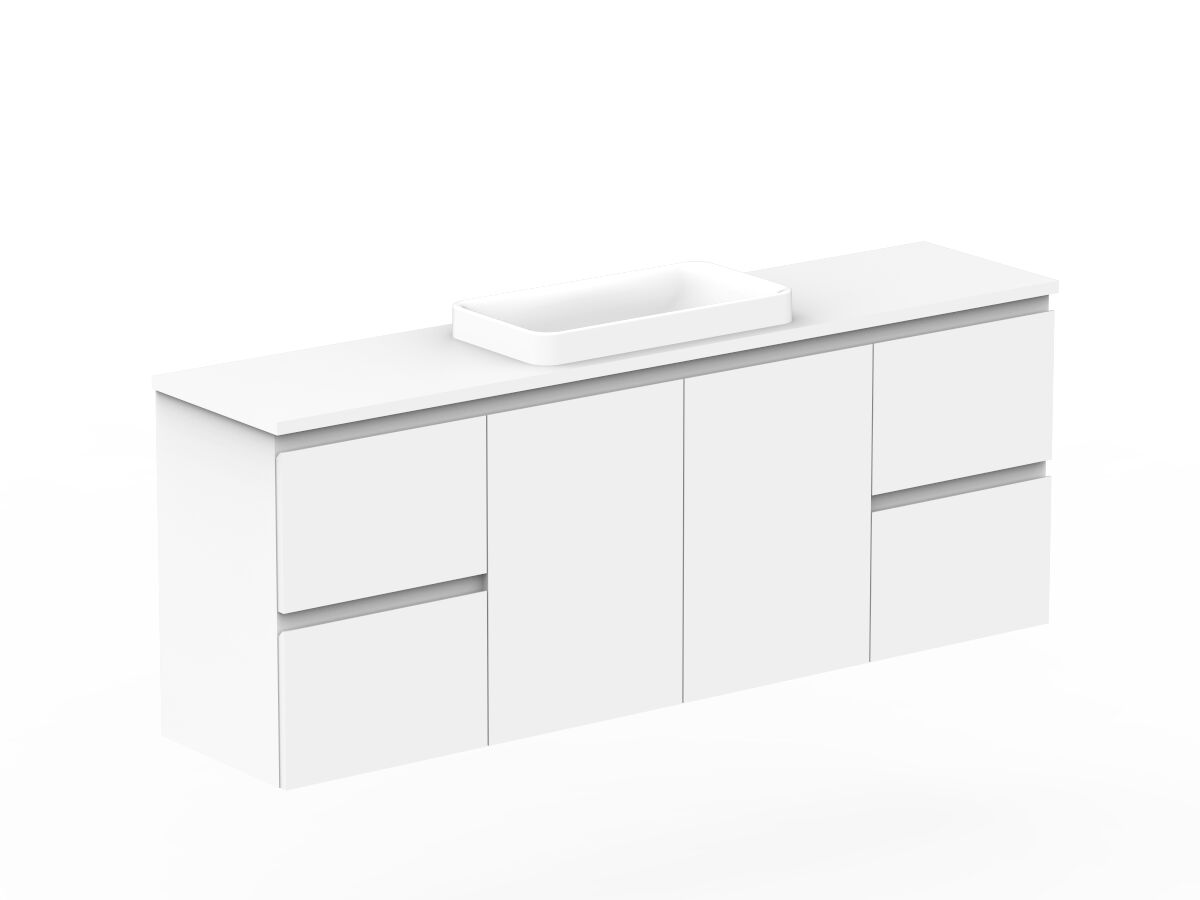 Reece Posh Domaine Plus Ensuite 1500mm Wall Hung Vanity Centre Basin 20mm Cherry Pie Top