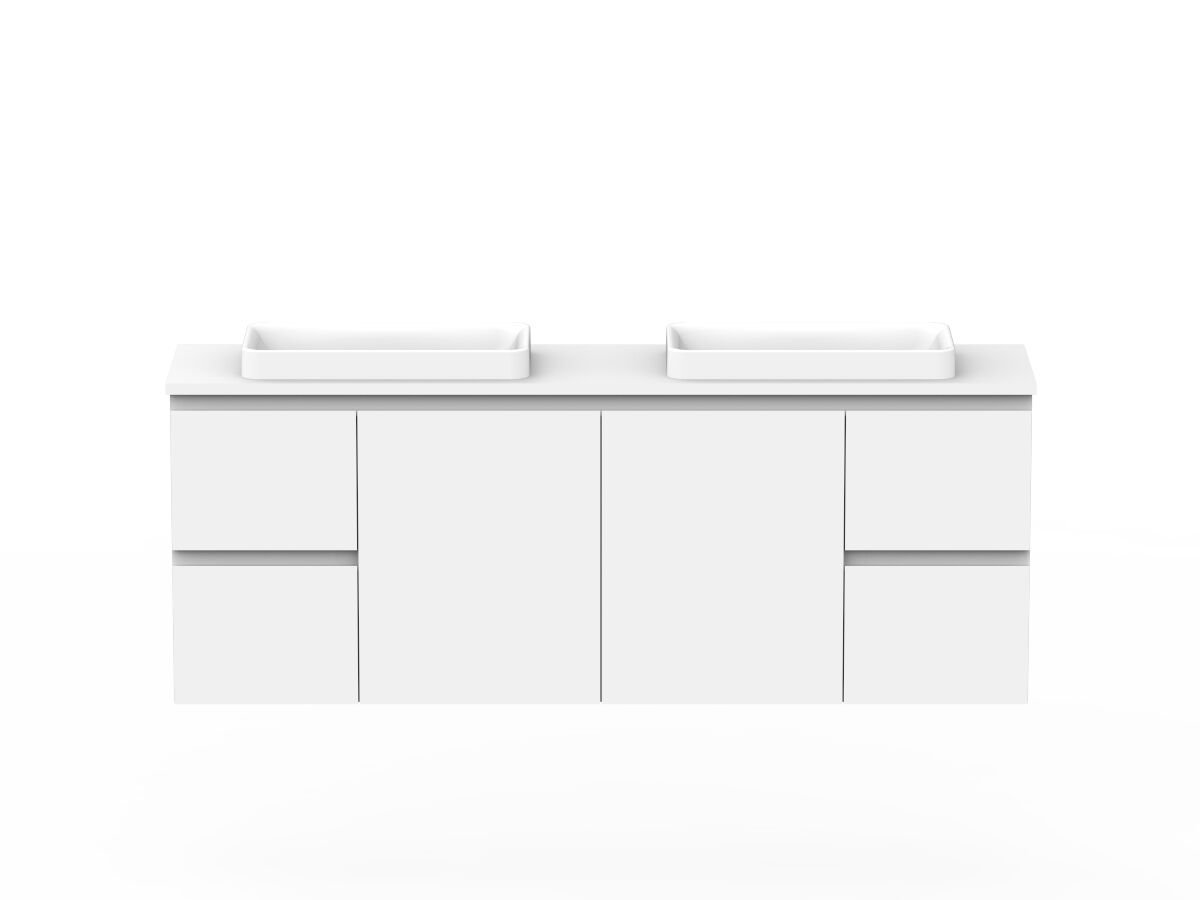 reece Posh Domaine Plus Ensuite 1500mm Wall Hung Vanity Double Basin 20mm Cherry Pie Top