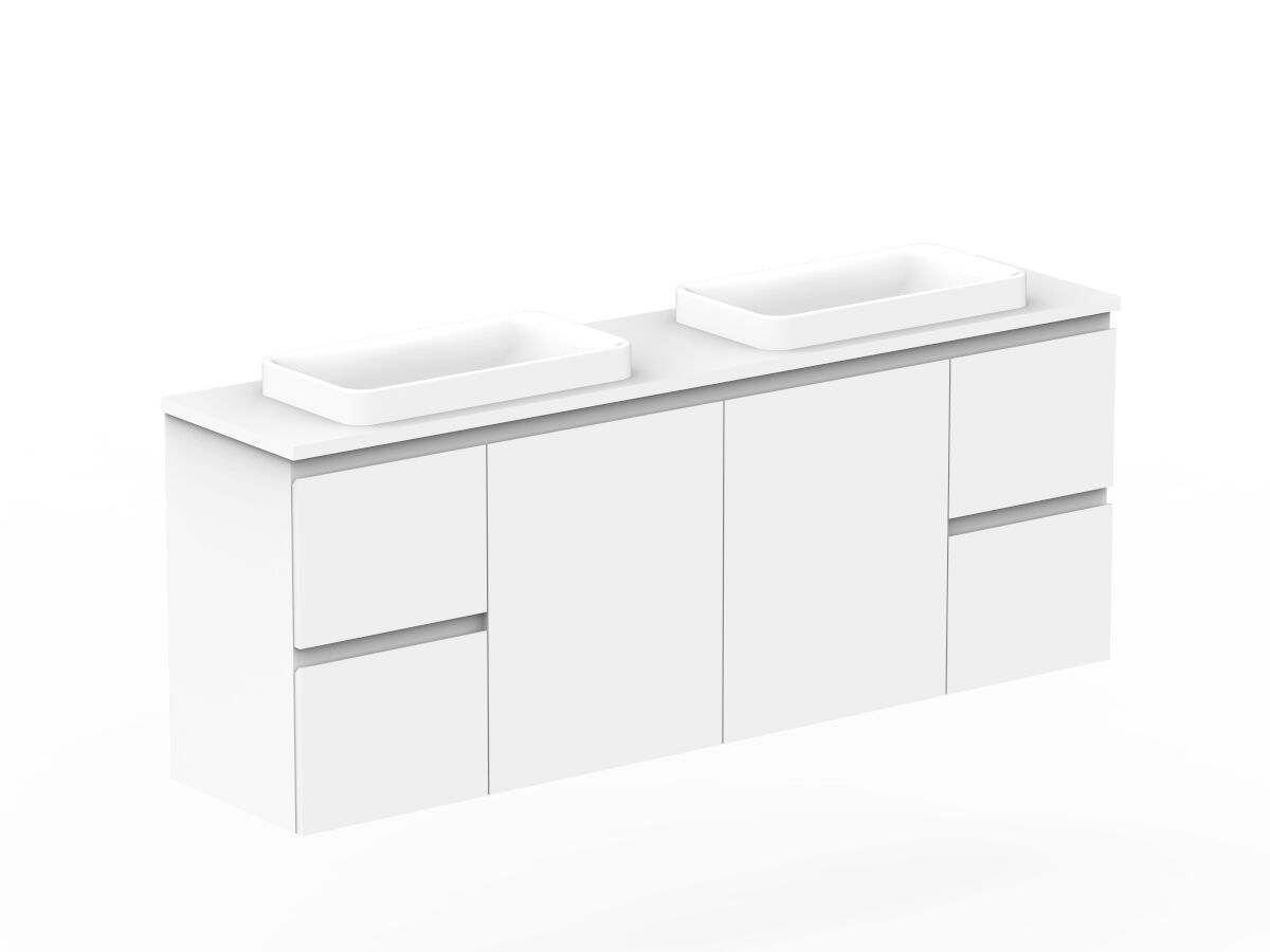 Reece Posh Domaine Plus Ensuite 1500mm Wall Hung Vanity Double Basin 20mm Cherry Pie Top
