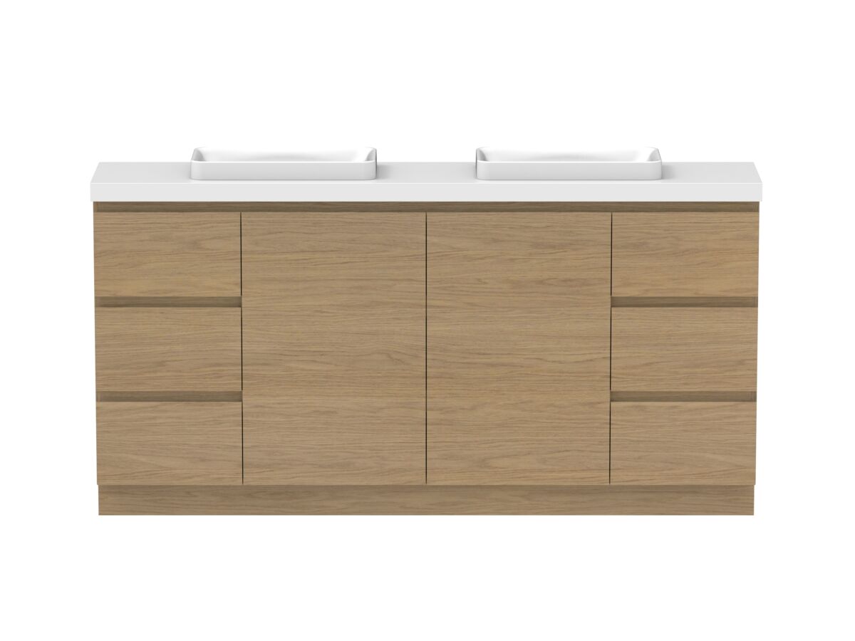reece Posh Domaine Plus Ensuite 1800mm Floor Mounted Vanity Double Basin 50mm Cherry Pie Top