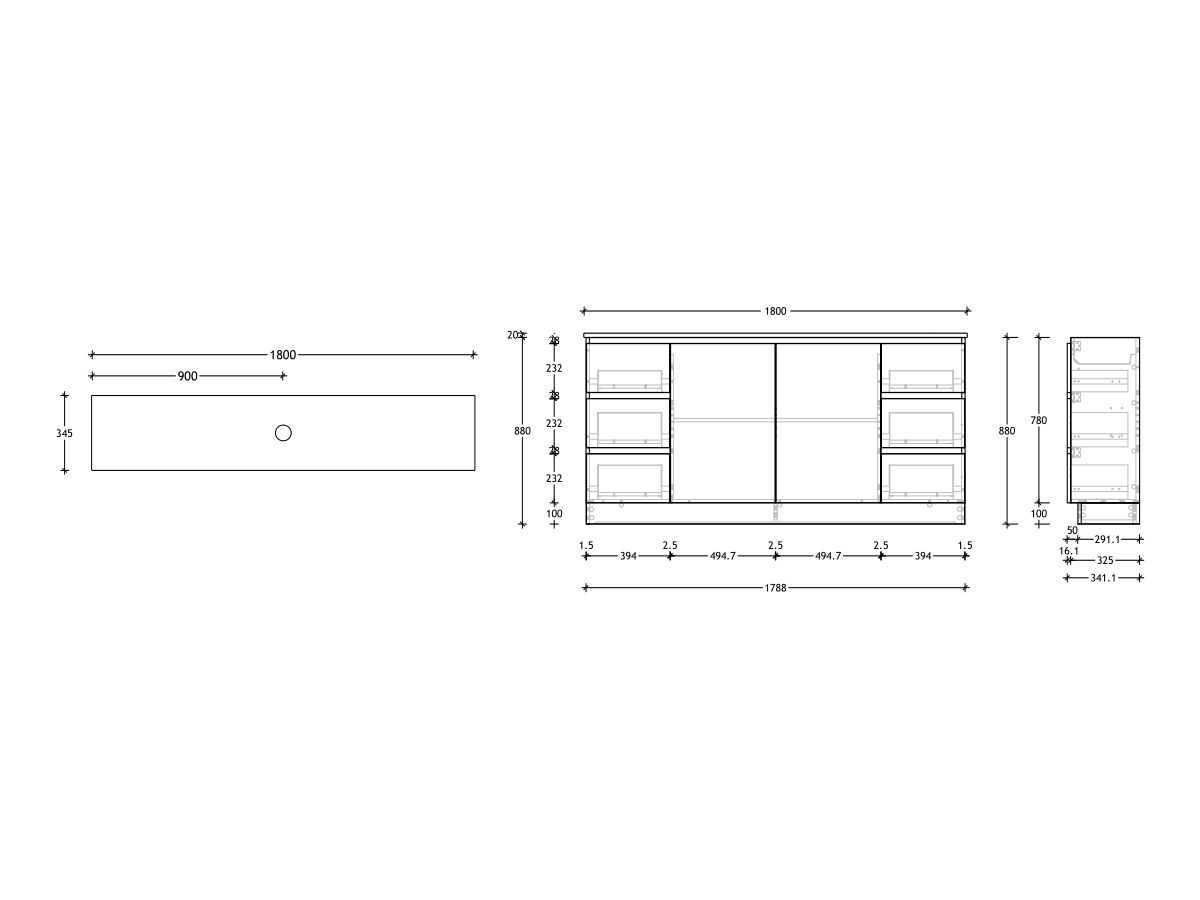 Reece Posh Domaine Plus Ensuite 1800mm Floor Mounted Vanity Centre Basin 20mm Cherry Pie Top